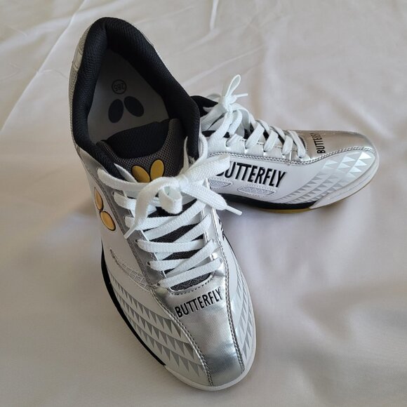 Butterfly LEZOLINE GIGU Table Tennis Shoes White-Silver SZ 10.5 - Picture 8 of 9